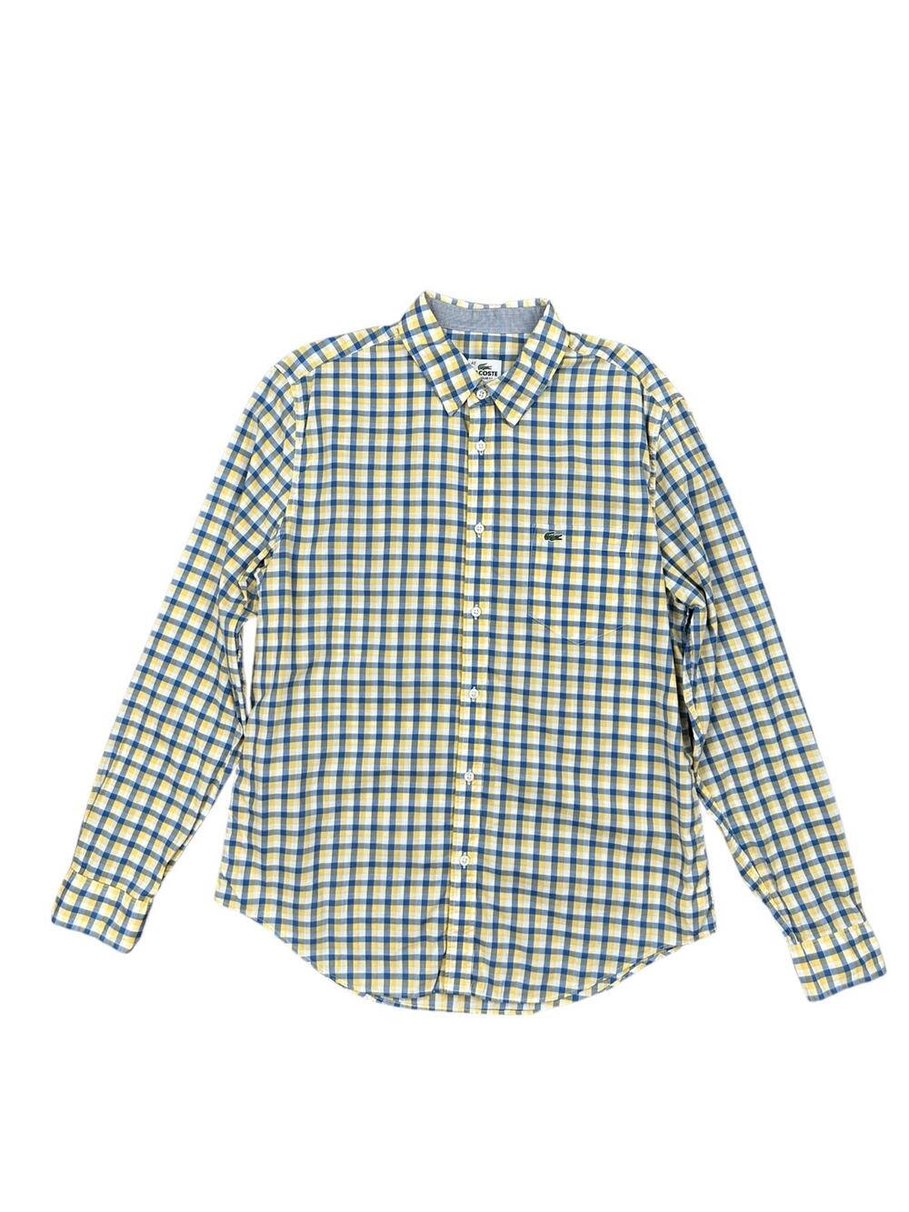 Lacoste Regular Fit Poplin Check Long Sleeve Shirt — Size 42 (Large)